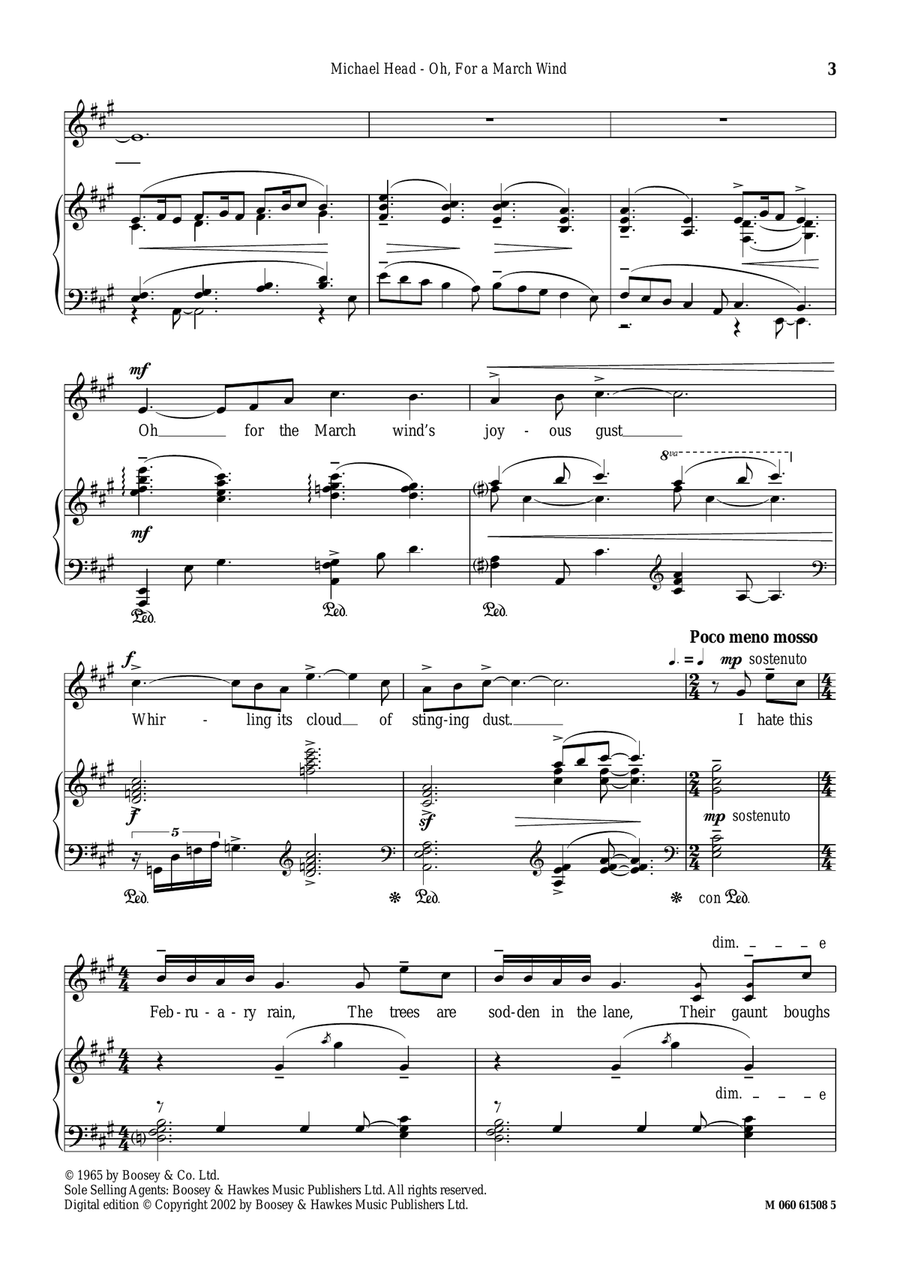 Oh, For A March Wind Oh, For A March Wind Piano, Vocal scores gallery preview page 3