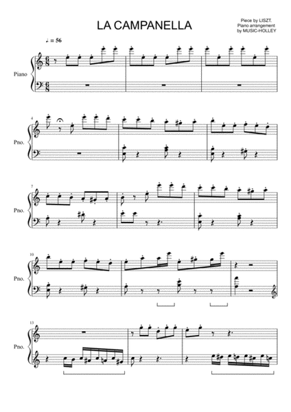 Liszt - La Campanella (the easiest piano sheet) image number null