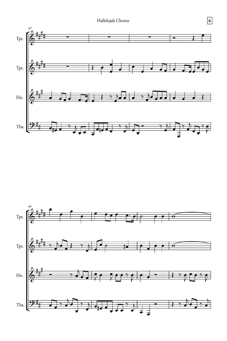 Hallelujah Chorus Brass Quartet scores gallery preview page 6