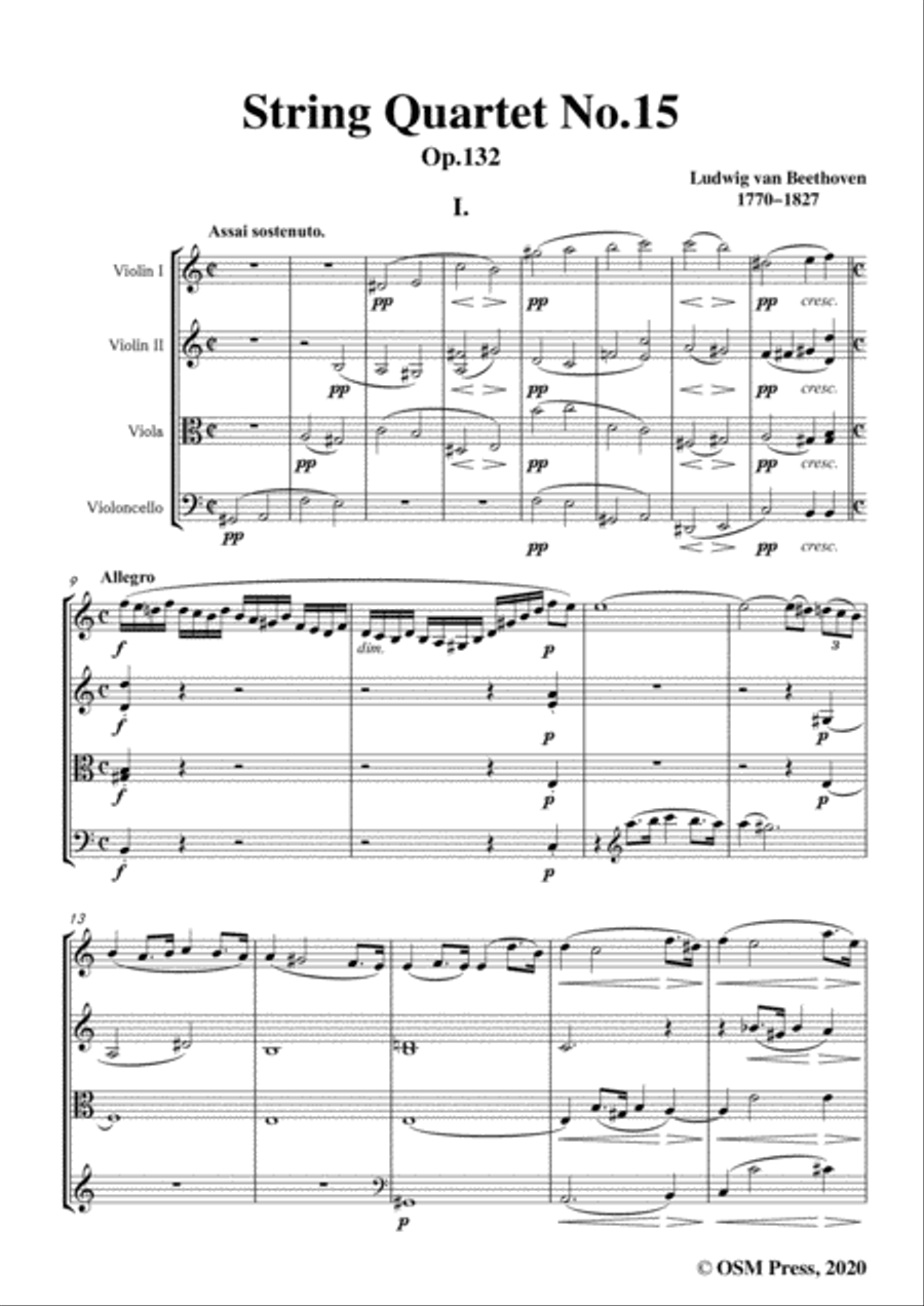 Beethoven-String Quartet No.15 in a minor,Op.132 String Quartet scores gallery preview page 3