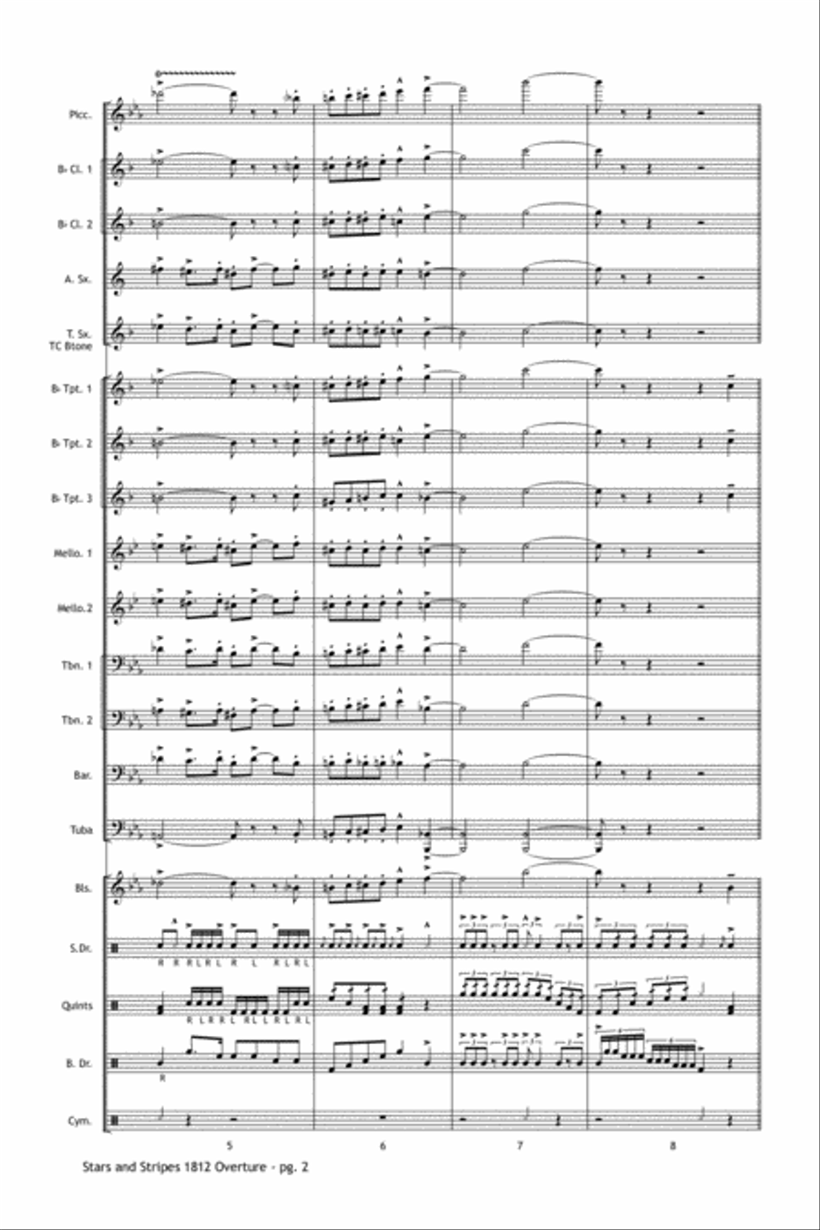 Stars and Stripes 1812 Overture Marching Band scores gallery preview page 3
