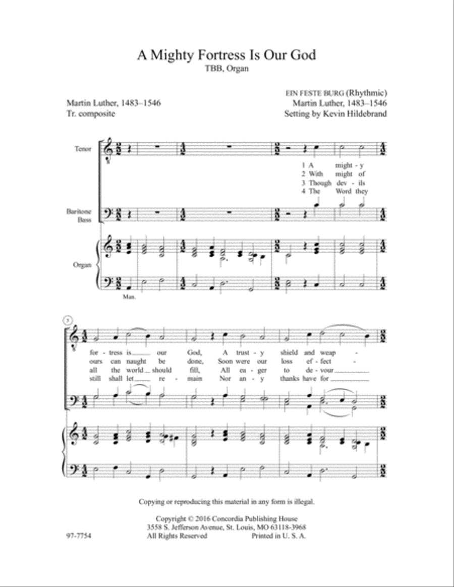Reformation Hymns for Men's Voices TTBB scores gallery preview page 2