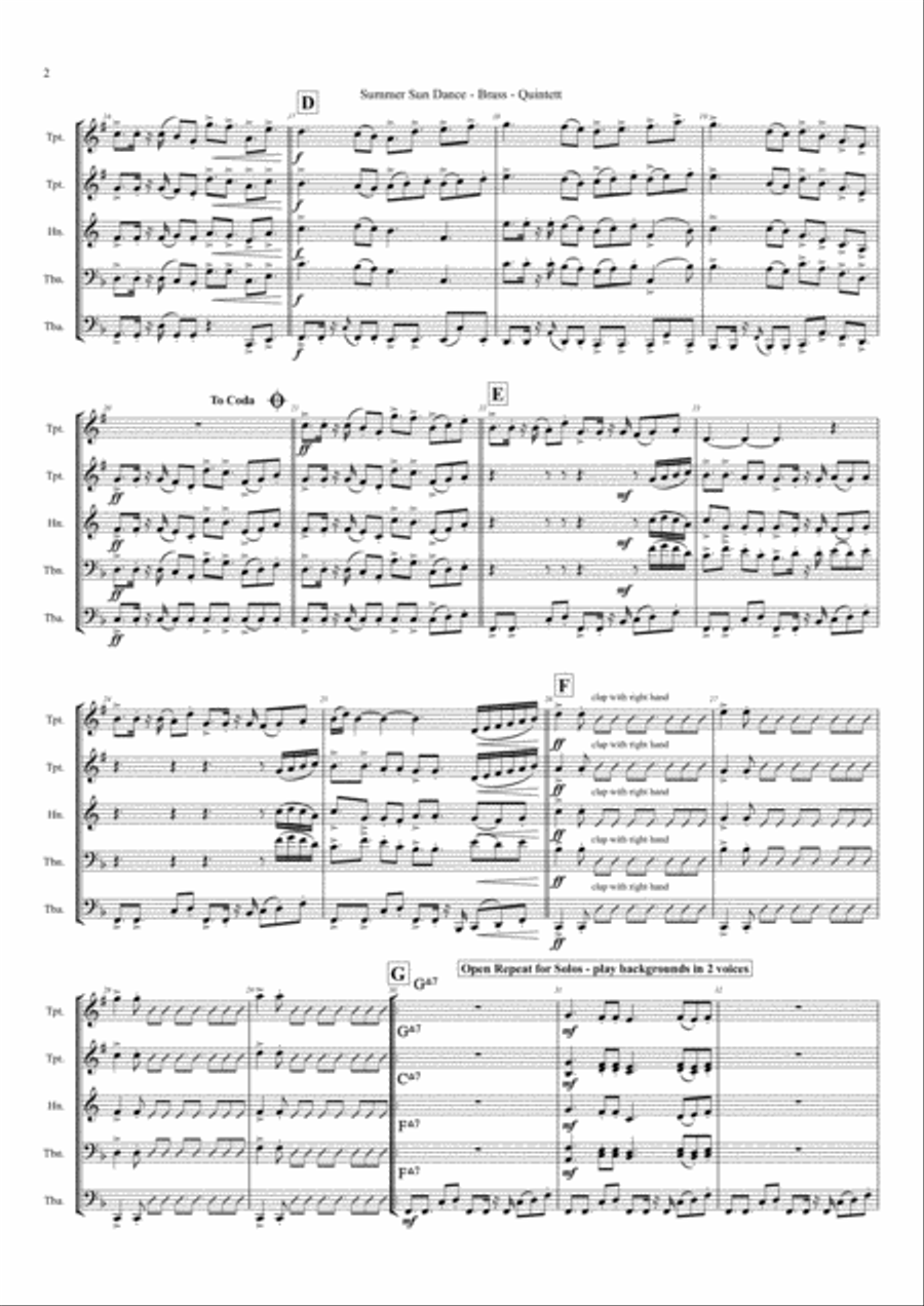 Summer Sun Dance - 11/8 - Folk Dance Style - Brass Quintet Brass Quintet scores gallery preview page 2
