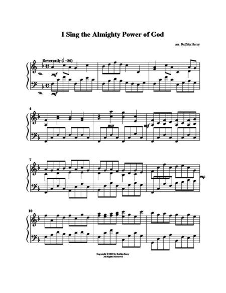 I Sing the Almighty Power of God--for Piano Solo image number null