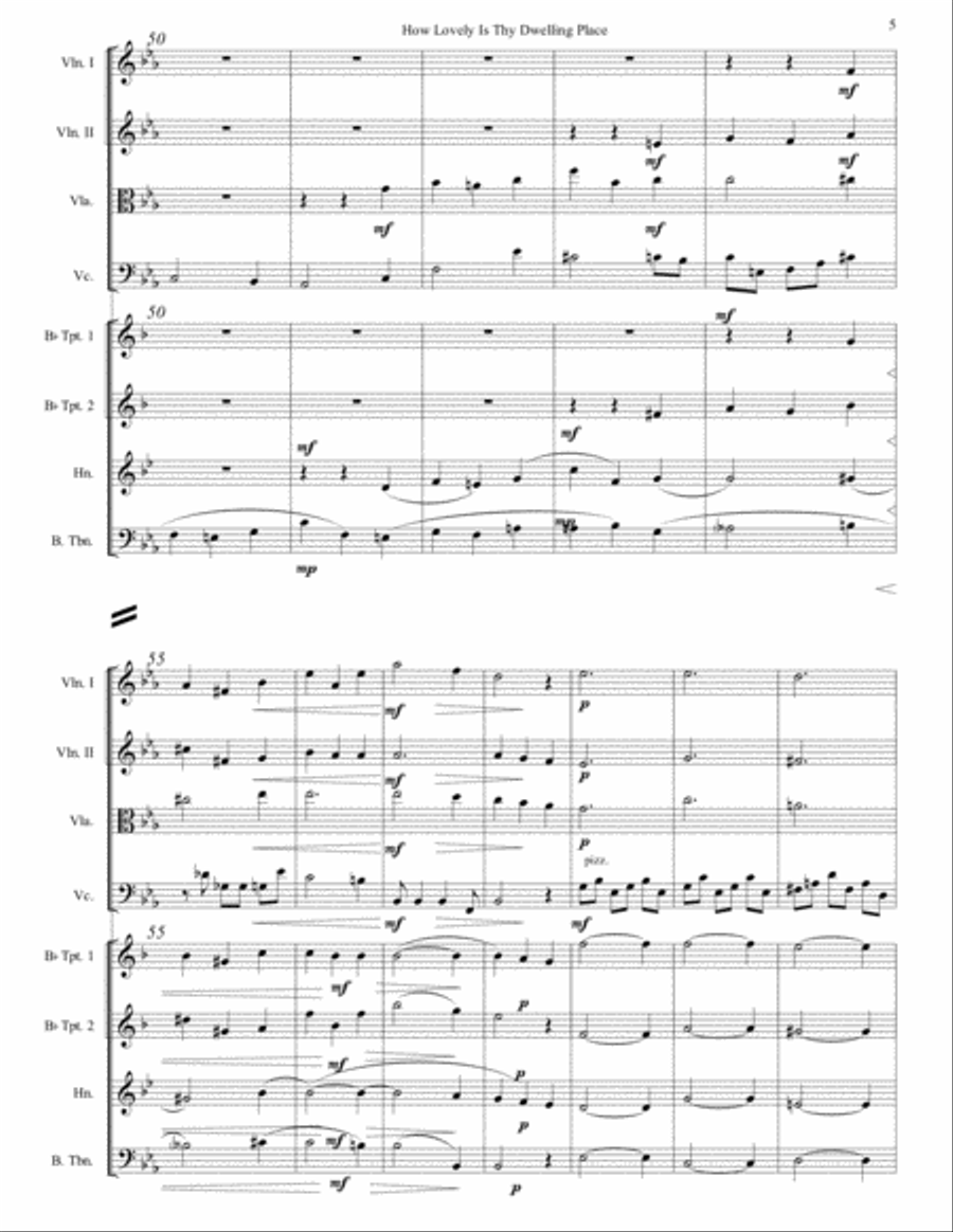 How Lovely Is Thy Dwelling Place Arranged for String Quartet and Brass Quartet Brass Quartet scores gallery preview page 6