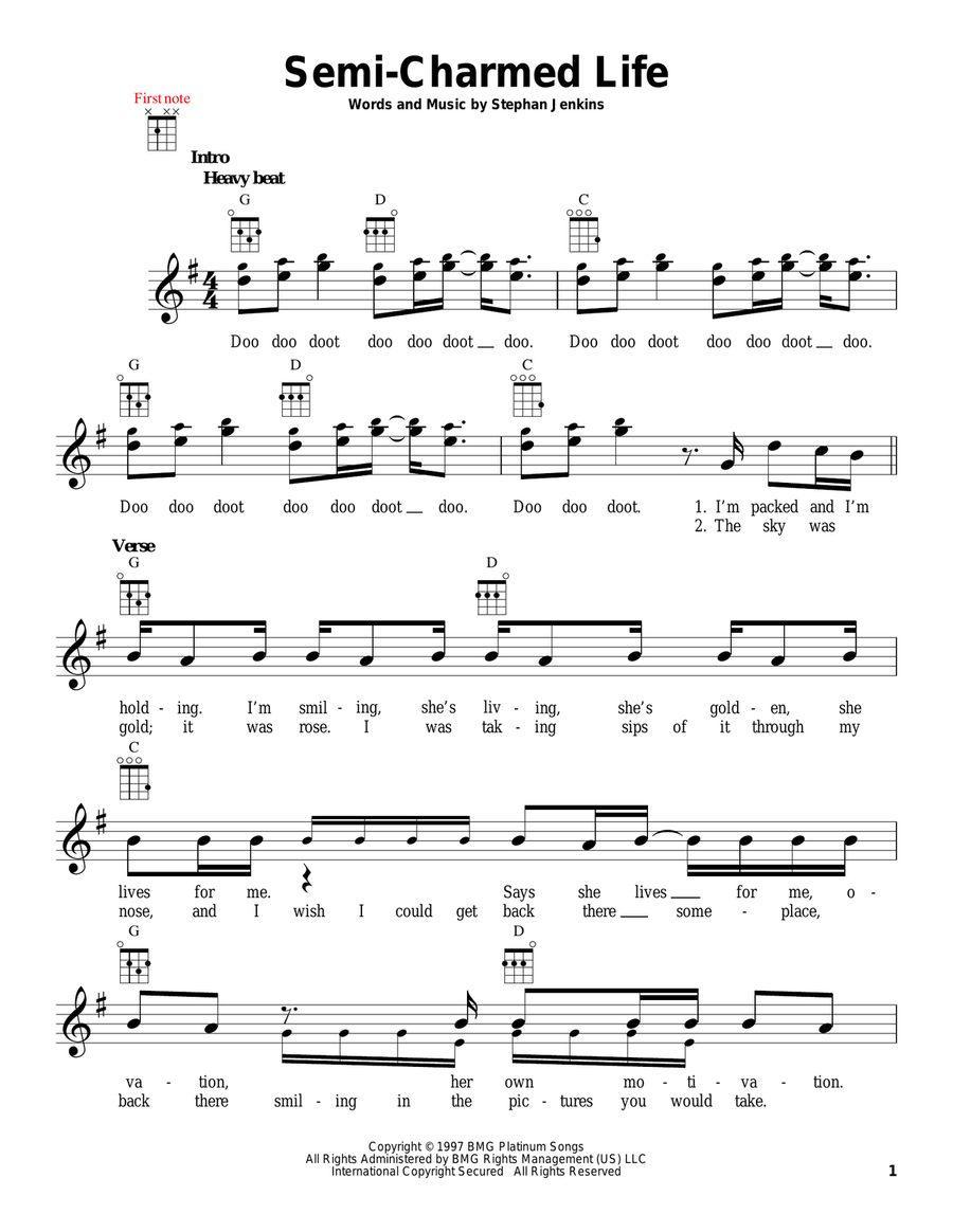 Semi-Charmed Life Ukulele scores gallery preview page 1