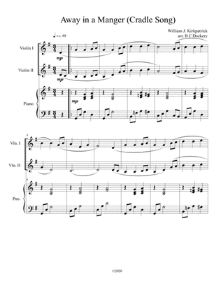 Away in a Manger (Cradle Song) for violin duet with piano accompaniment