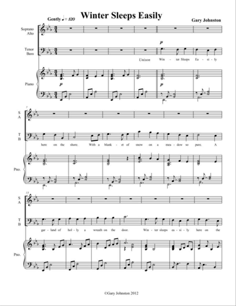 Winter Sleeps Easily - SATB 4-Part scores gallery preview page 1