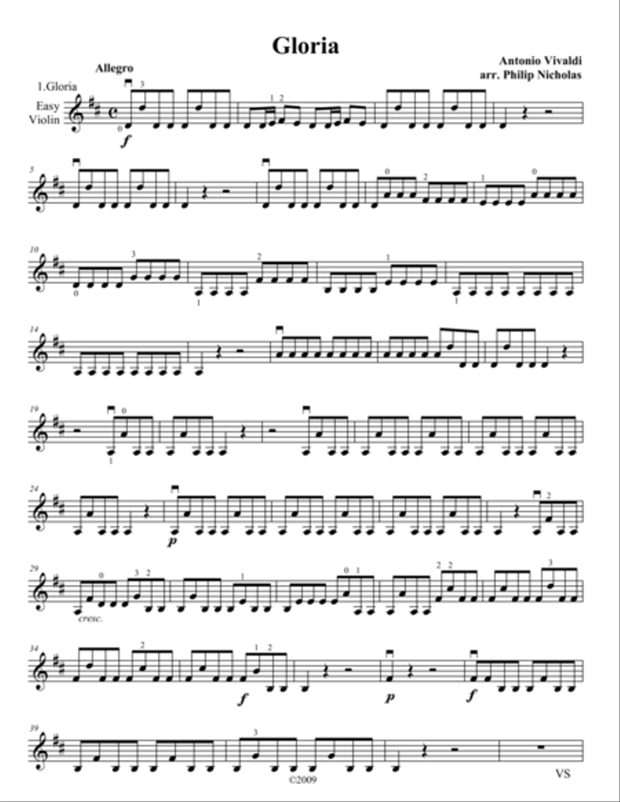 Gloria Violin Solo scores gallery preview page 1