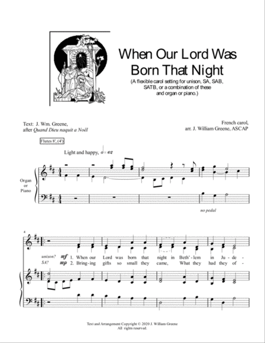 When Our Lord Was Born That Night 4-Part scores gallery preview page 1
