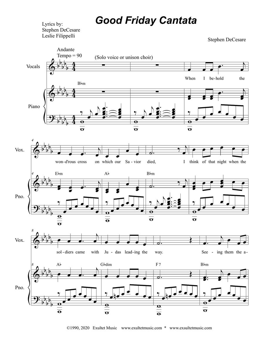 Good Friday Cantata (Tenor Solo with additional Vocal solo) Tenor Voice scores gallery preview page 1