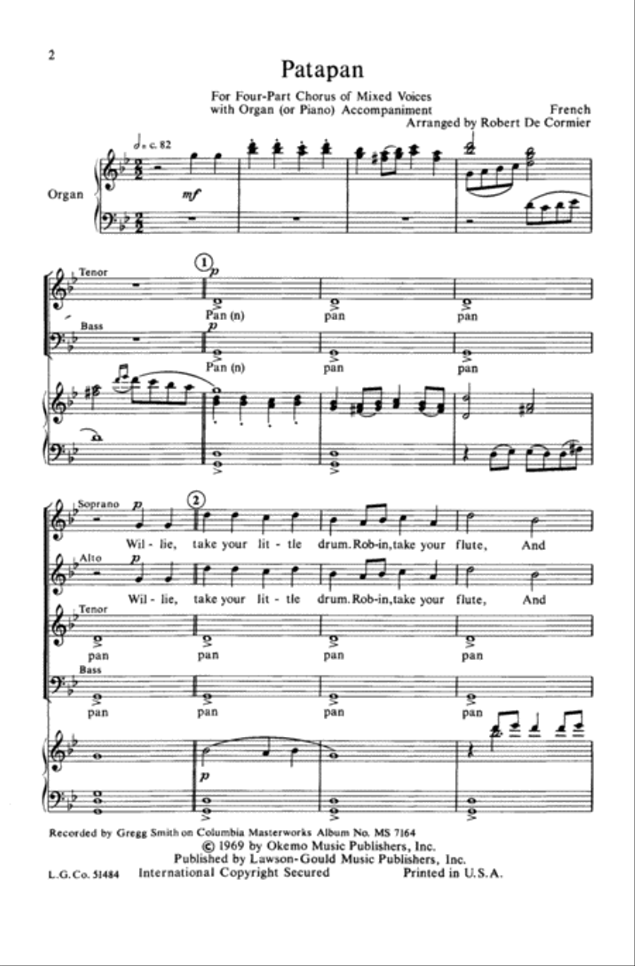 Patapan Choir scores gallery preview page 1