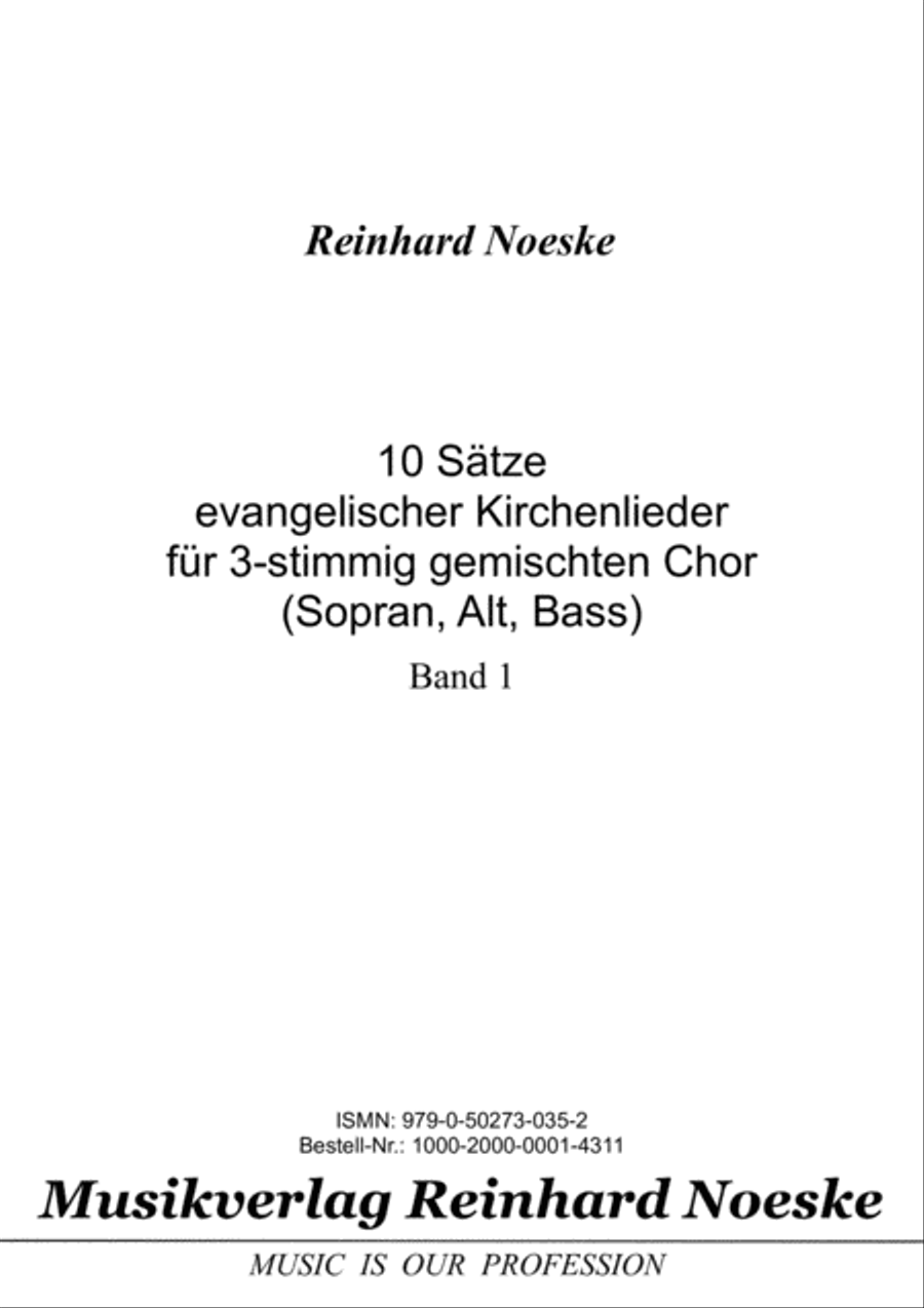 10 Sätze evangelischer Kirchenlieder für 3-stimmig gemischten Chor (Sopran, Alt, Bass), Band 1 3-Part scores gallery preview page 3