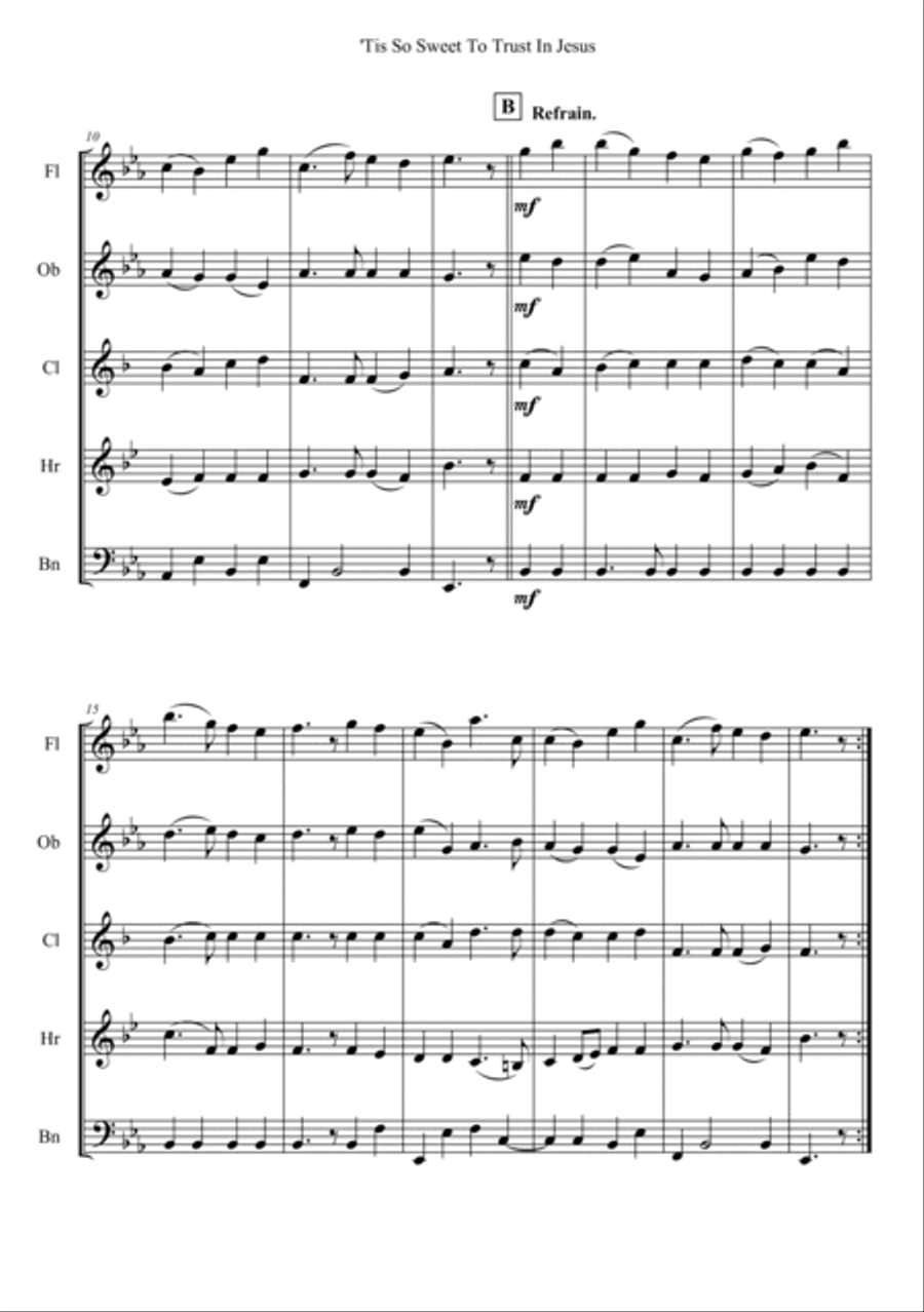 'Tis So Sweet To Trust In Jesus Woodwind Quintet scores gallery preview page 2