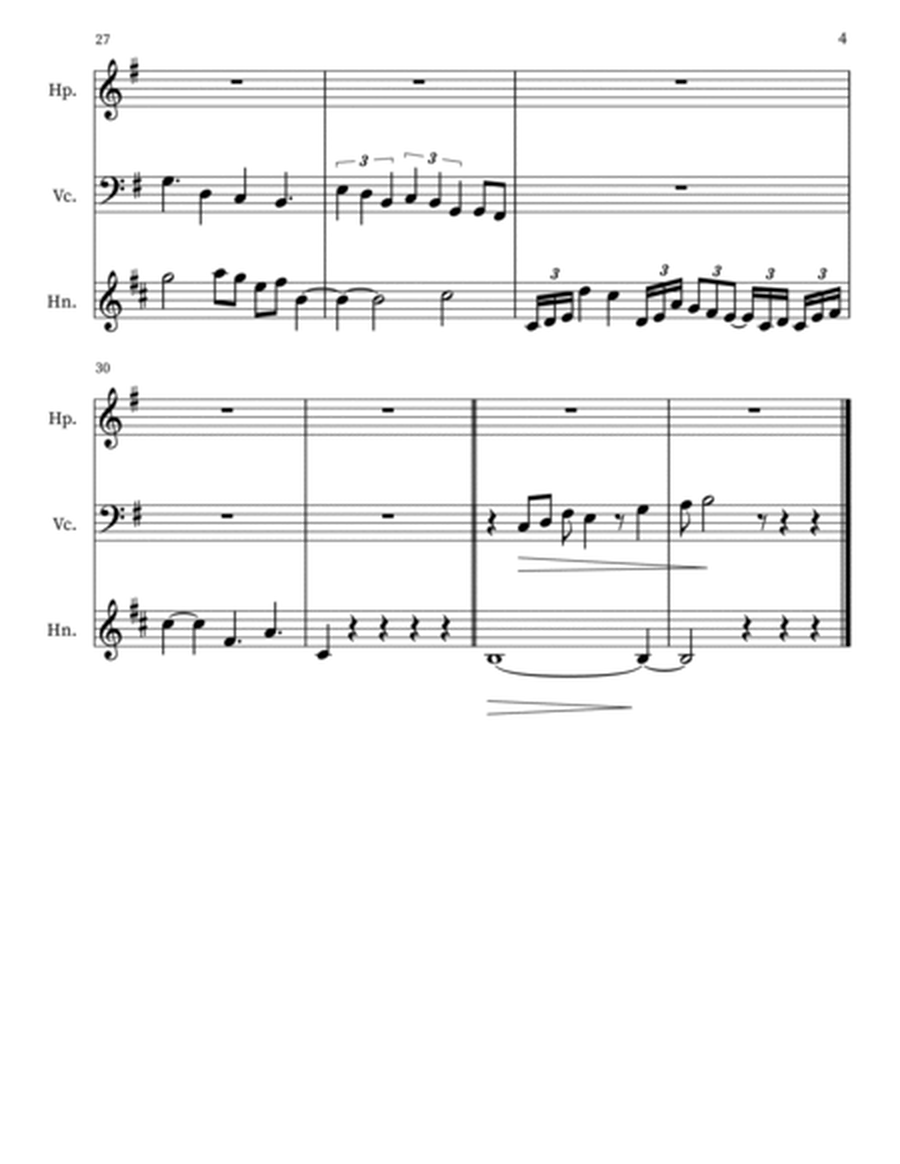 Ambrosia 134 for Harp. 'cello, Corno