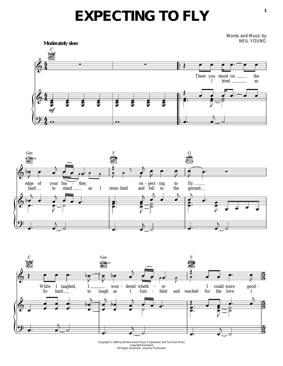 Expecting To Fly Piano, Vocal, Guitar scores gallery preview page 1
