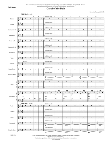 Carol of the Bells - Orchestral Score and Parts