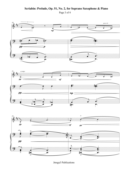 Scriabin: Prelude, Op. 51, No. 2, for Soprano Saxophone & Piano image number null