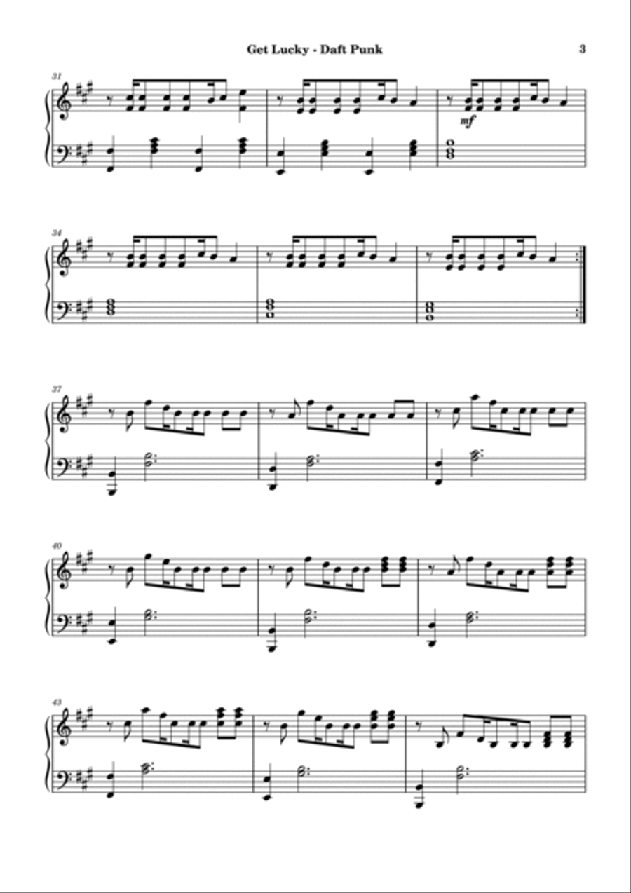 Get Lucky Piano Solo scores gallery preview page 3