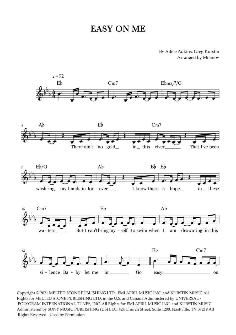 Easy On Me Piano scores gallery preview page 1