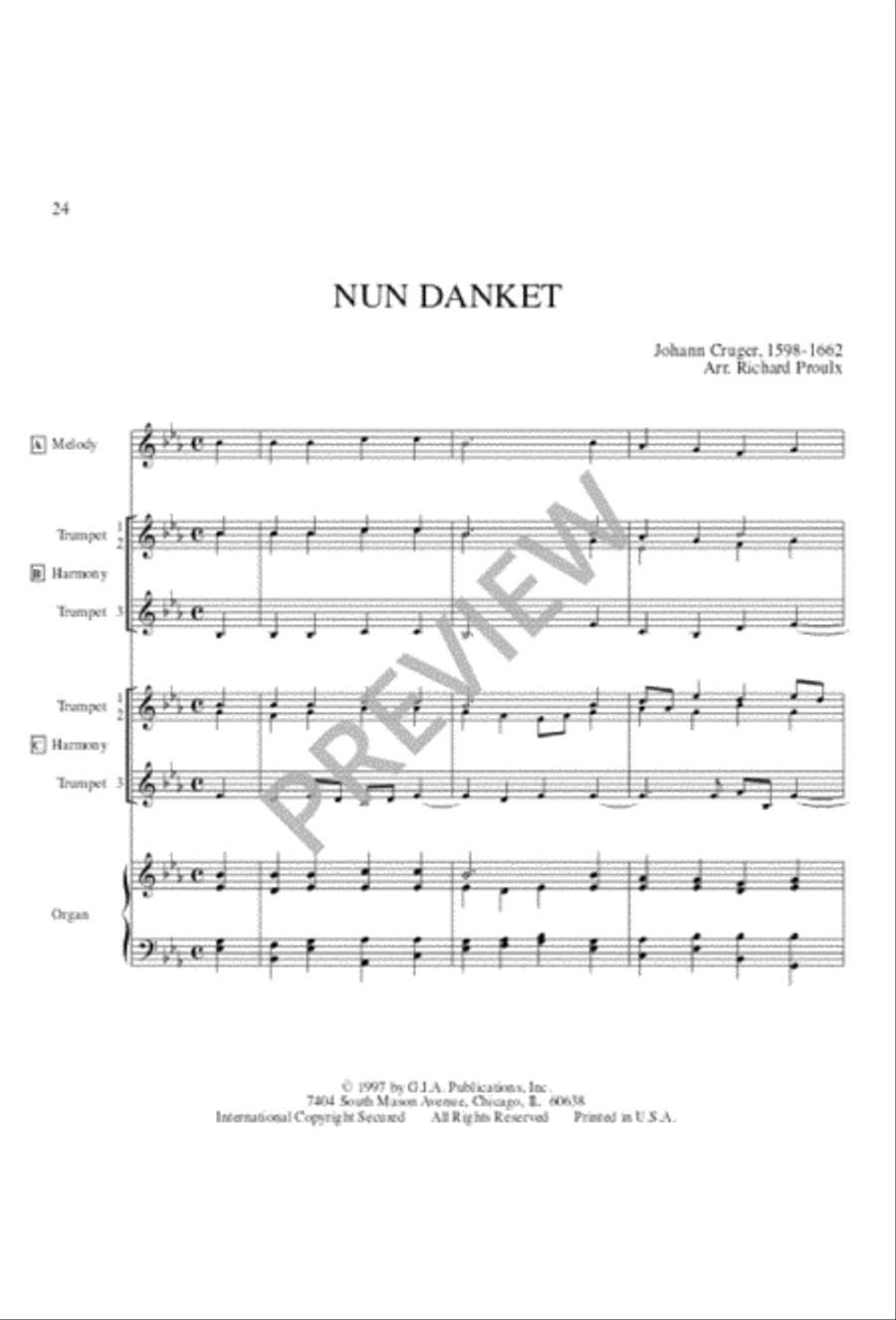 Twelve Hymn Settings for Three Trumpets and Organ Trumpet Trio scores gallery preview page 22