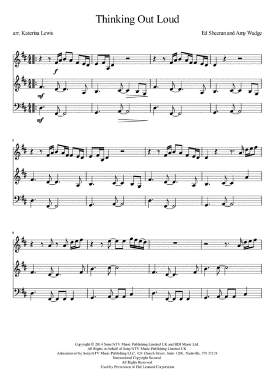 Thinking Out Loud Thinking Out Loud String Duet scores gallery preview page 1