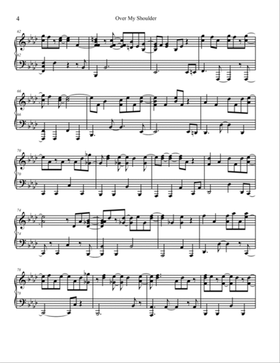 Over My Shoulder Piano Solo scores gallery preview page 4