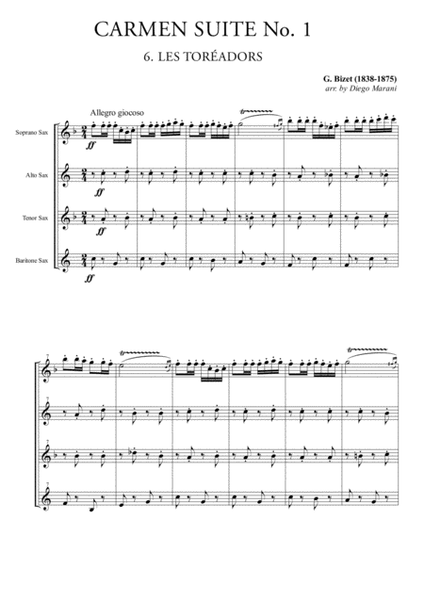 Les Toreadors from "Carmen Suite" for Saxophone Quartet image number null