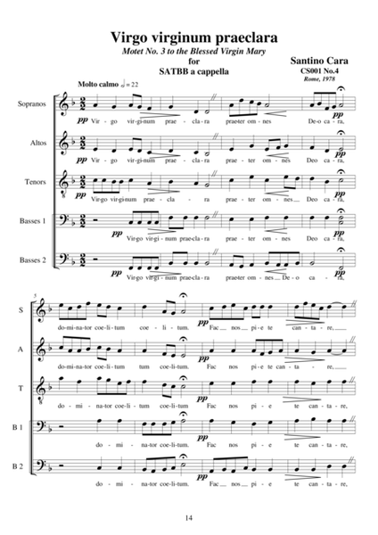 Virgo virginum praeclara - Motet for Choir SATBB a cappella image number null