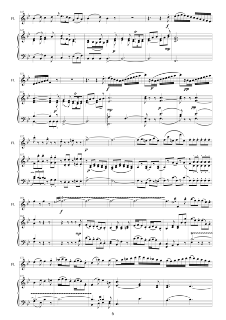 Mozart - Hunt Quartet No.17 in B flat major - Flute and piano Flute Solo scores gallery preview page 6