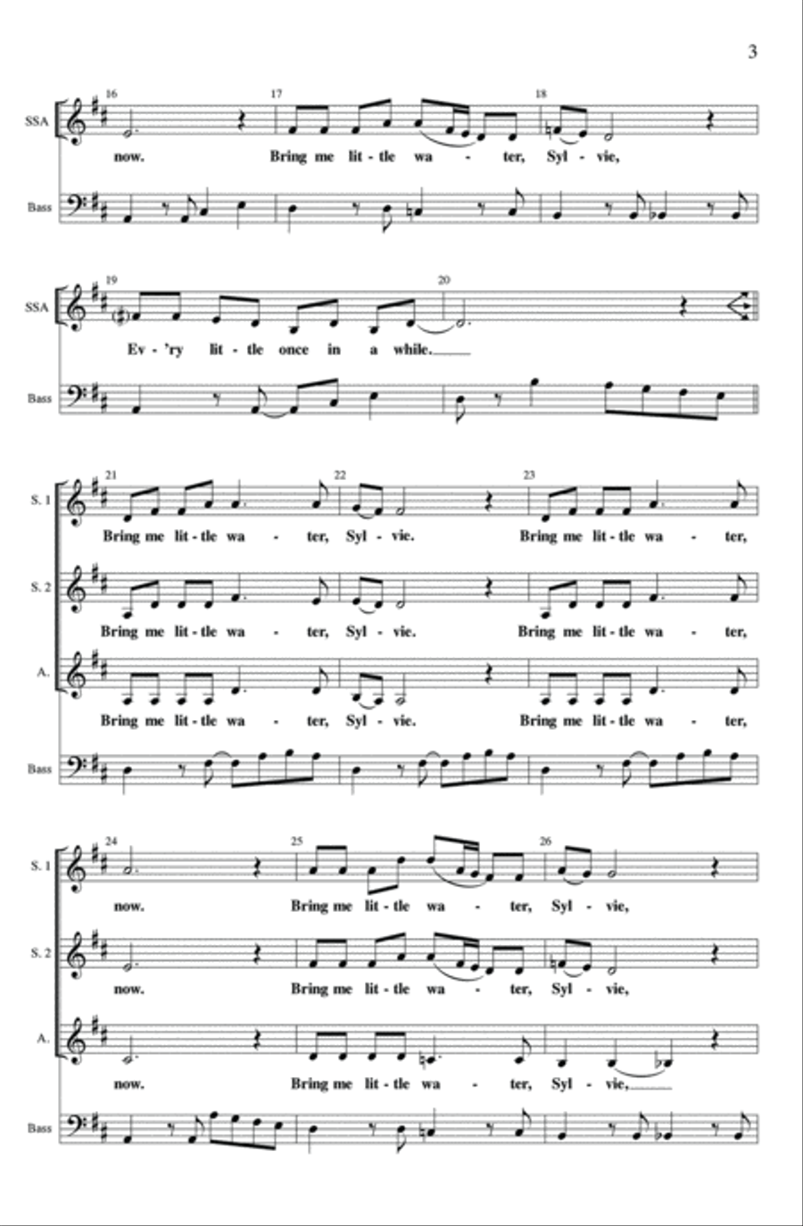 Bring Me Little Water Sylvie SSA scores gallery preview page 2