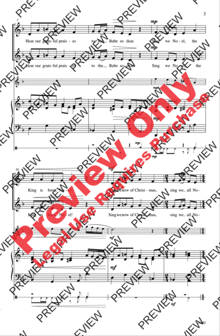 Sing We All Noel Unison Choir scores gallery preview page 3