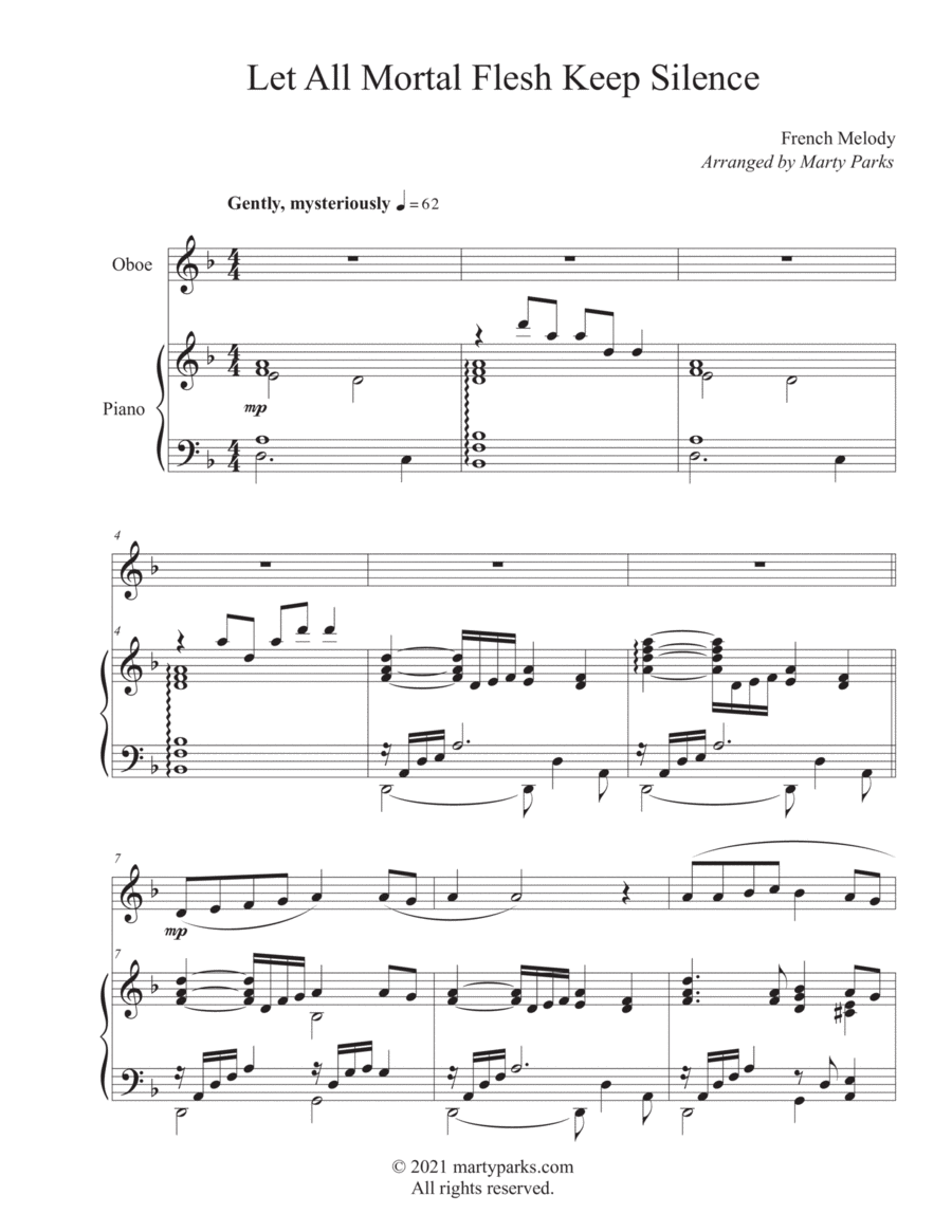 Let All Mortal Flesh Keep Silence (Oboe-Piano) Piano scores gallery preview page 1