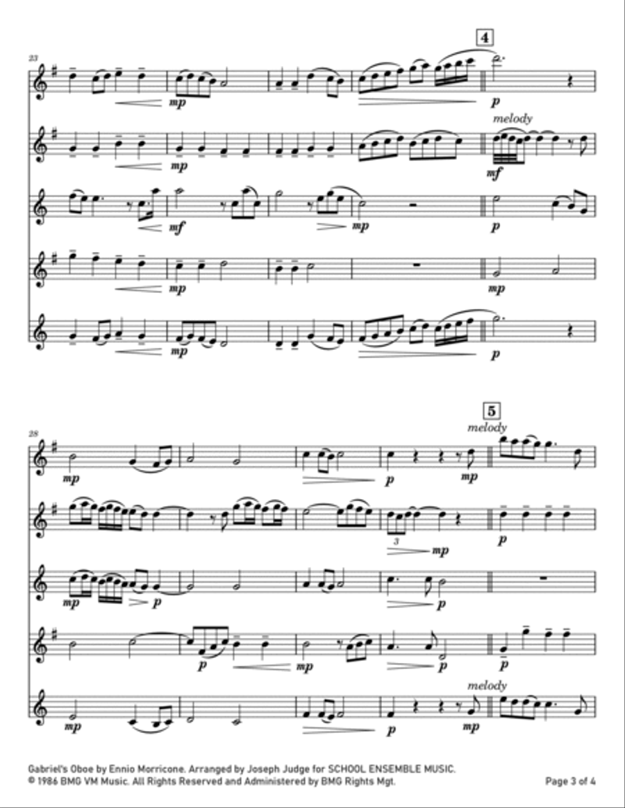Gabriel's Oboe Woodwind Ensemble scores gallery preview page 3