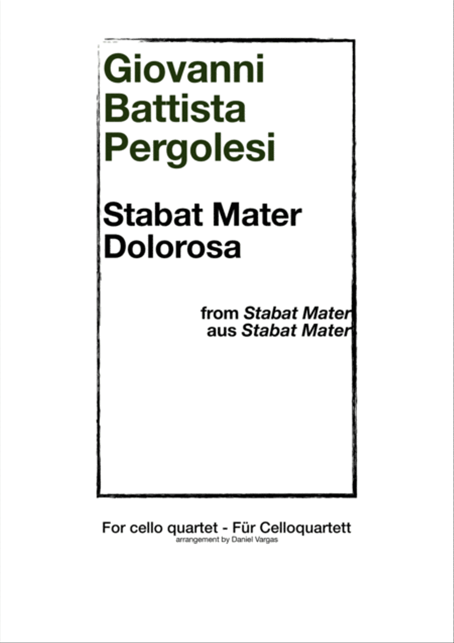 Pergolesi, Stabat mater dolorosa, from Stabat Mater for Cello quartet String Quartet scores gallery preview page 1