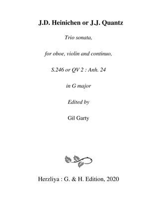 Book cover for Trio sonata S.246 (QV 2 Anh. 24) for oboe, violin and continuo in G major