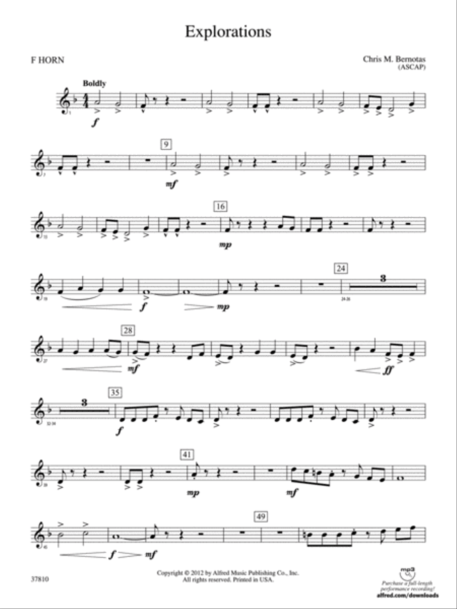 Explorations: 1st F Horn Concert Band scores gallery preview page 1