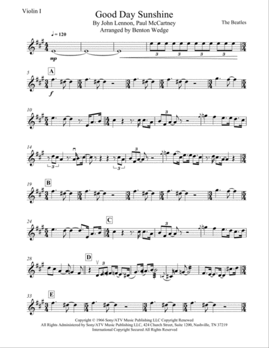 Good Day Sunshine String Quartet scores gallery preview page 1