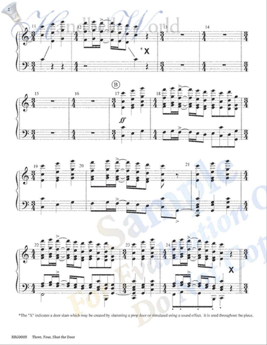 Three Four Shut the Door Handbell Choir scores gallery preview page 2