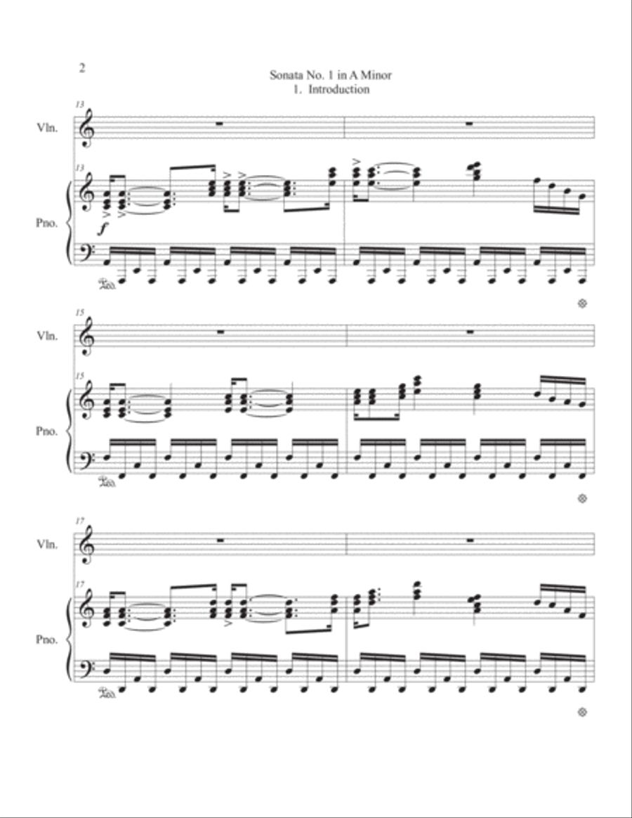 Sonata No. 1 in A Minor for Piano and Violin 