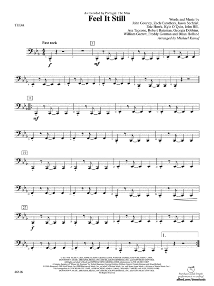 Feel It Still: Tuba Feel It Still: Tuba Concert Band scores gallery preview page 1