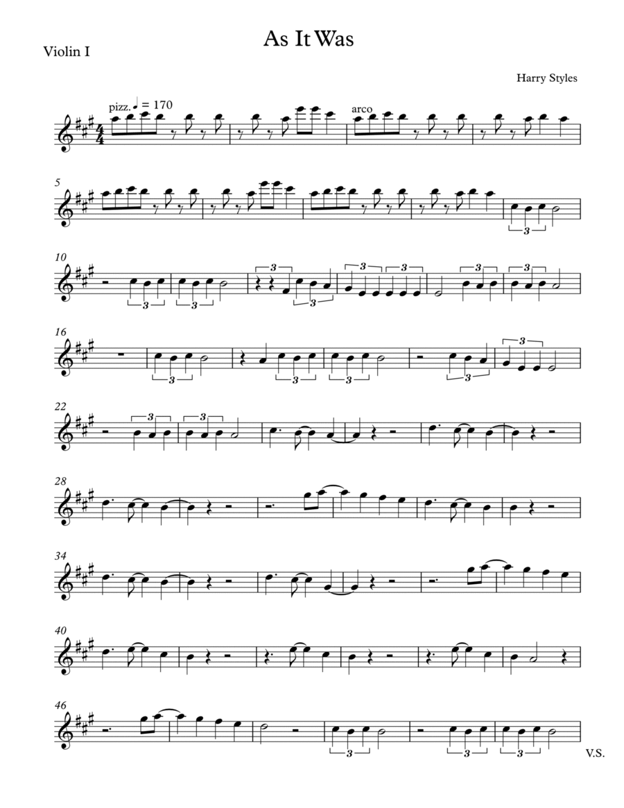 As It Was String Quartet scores gallery preview page 1