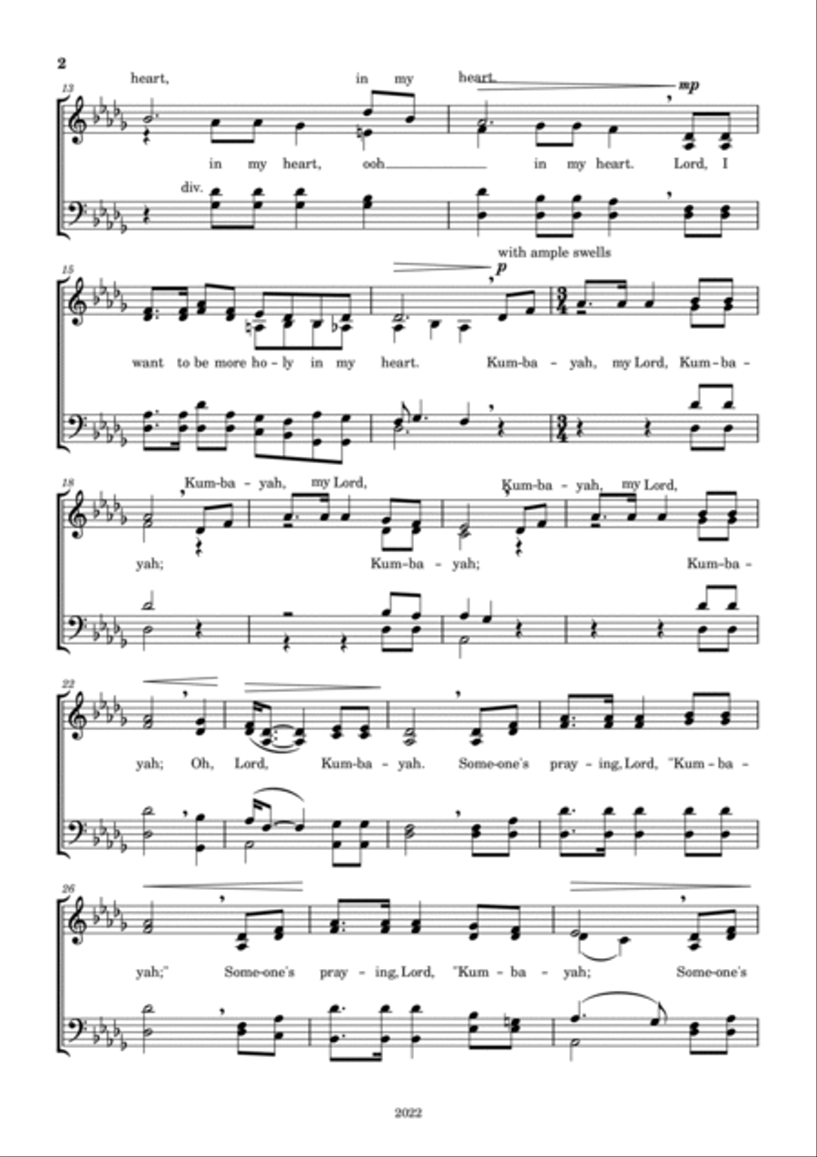 Lord, I Want to Be a Christian/Kumbaya 4-Part scores gallery preview page 2