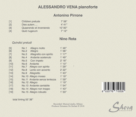 Pirrone: 15 Preludi, Rota: 4 Pezzi per pianoforte