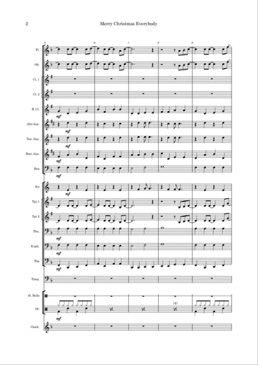 Merry Xmas Everybody Concert Band scores gallery preview page 2