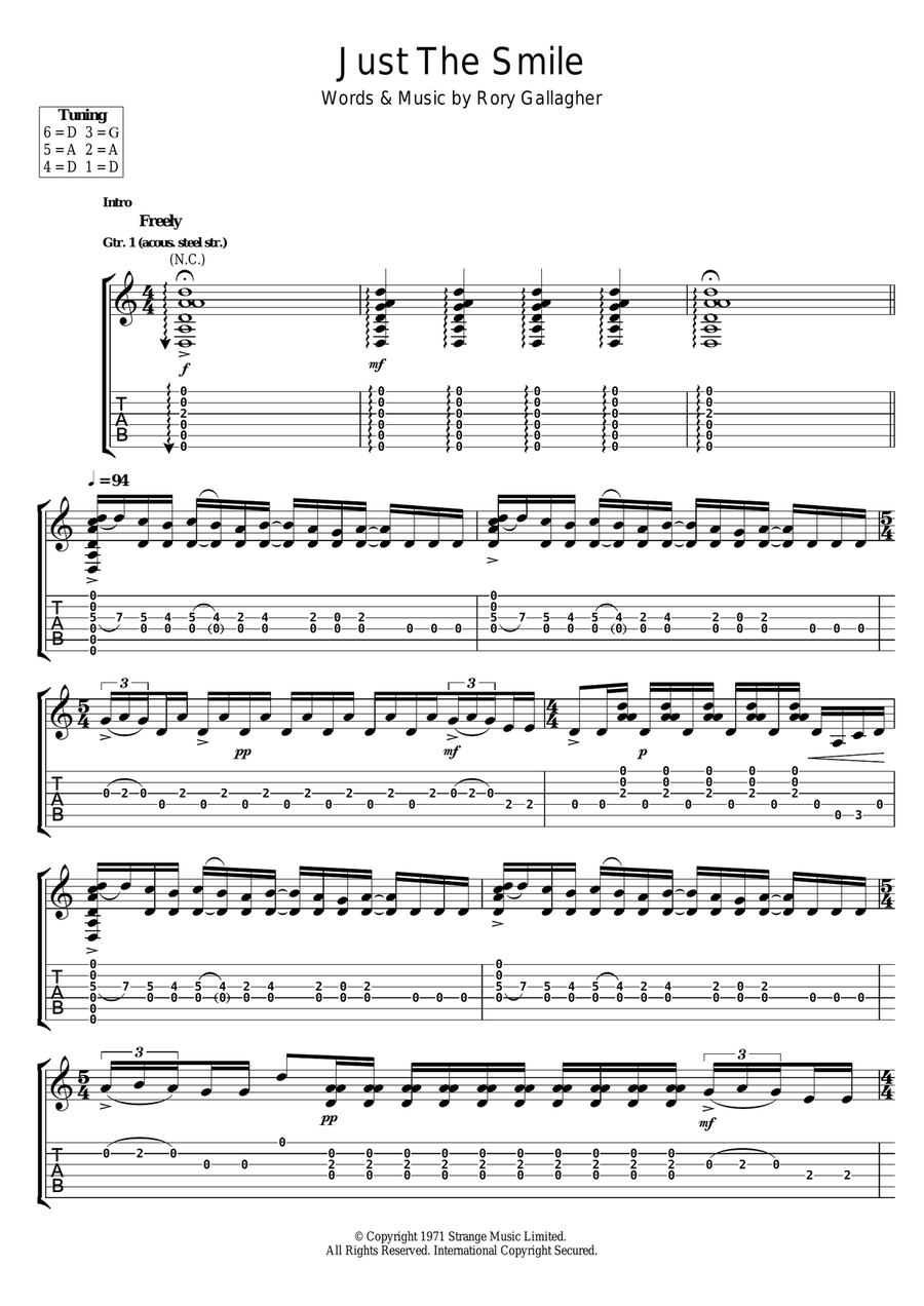 Just The Smile Electric Guitar scores gallery preview page 1