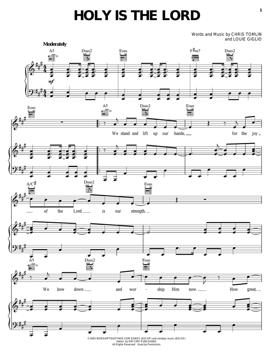 Holy Is The Lord Holy Is The Lord Guitar scores gallery preview page 1