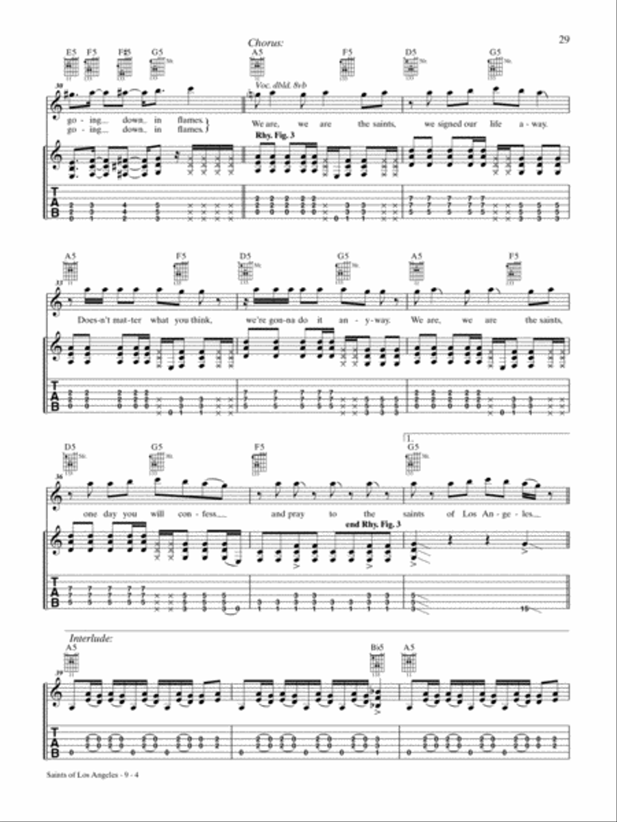 Saints of Los Angeles (Gang Vocal) Guitar Tablature scores gallery preview page 4