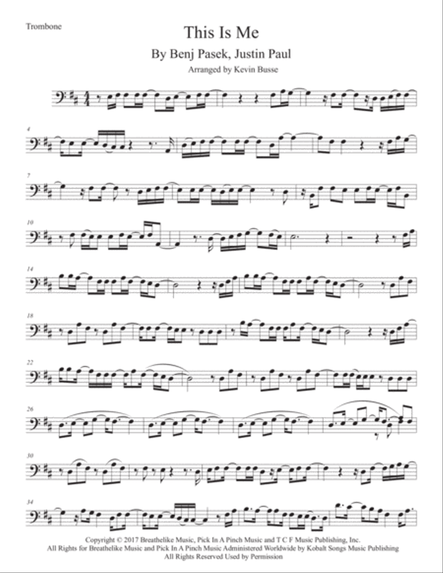 This Is Me Trombone Solo scores gallery preview page 1
