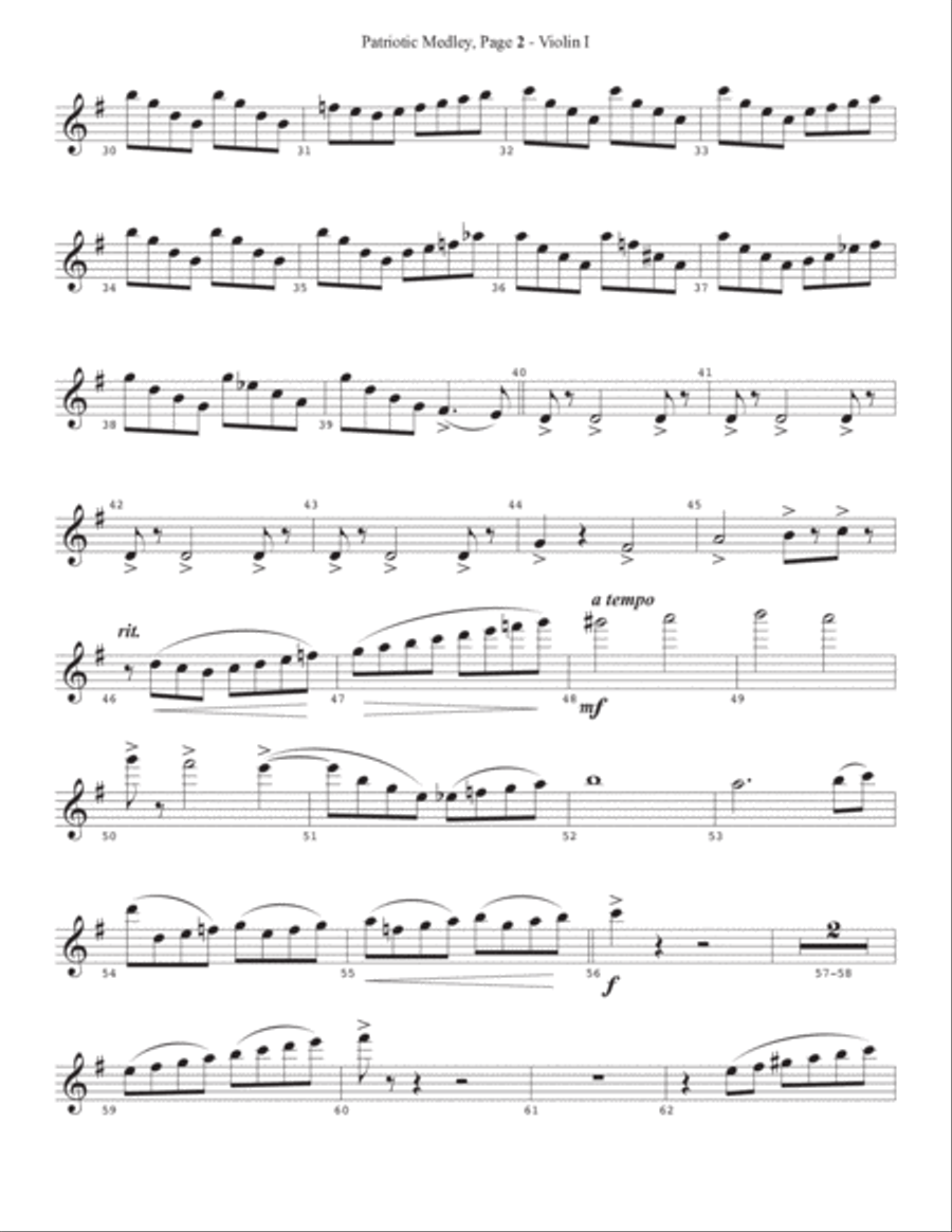 Patriotic Medley - Violin 1 Choir scores gallery preview page 2